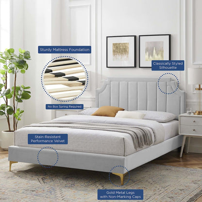 Sienna Performance Velvet Twin Platform Bed