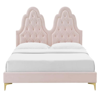 Alexandria Tufted Performance Velvet Twin Platform Bed - Pink MOD-6931-PNK