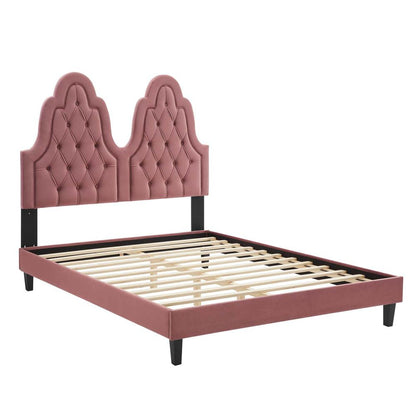 Alexandria Tufted Performance Velvet Twin Platform Bed - Dusty Rose MOD-6933-DUS