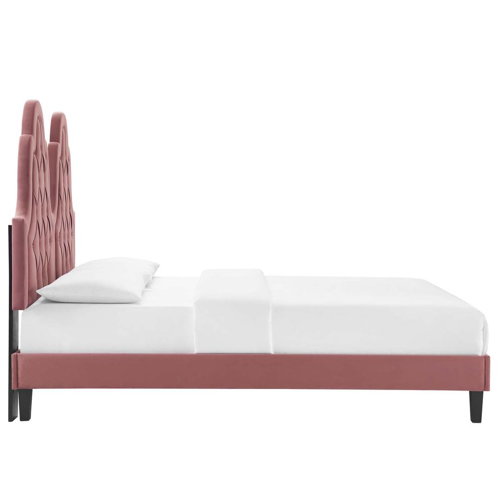 Alexandria Tufted Performance Velvet Twin Platform Bed - Dusty Rose MOD-6933-DUS
