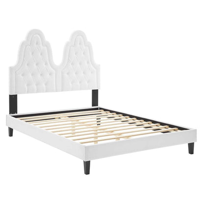 Alexandria Tufted Performance Velvet Twin Platform Bed - White MOD-6933-WHI