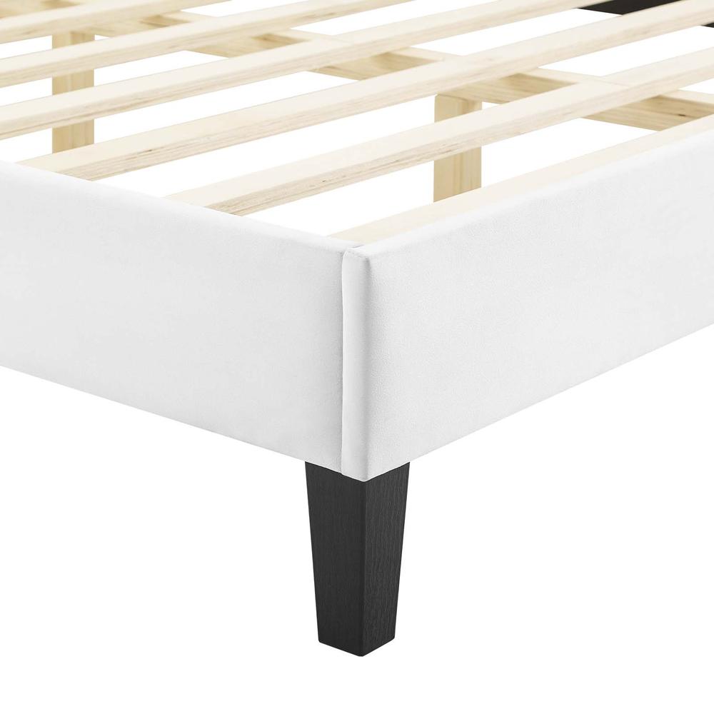 Alexandria Tufted Performance Velvet Twin Platform Bed - White MOD-6933-WHI
