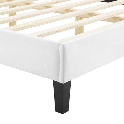 Alexandria Tufted Performance Velvet Twin Platform Bed - White MOD-6933-WHI