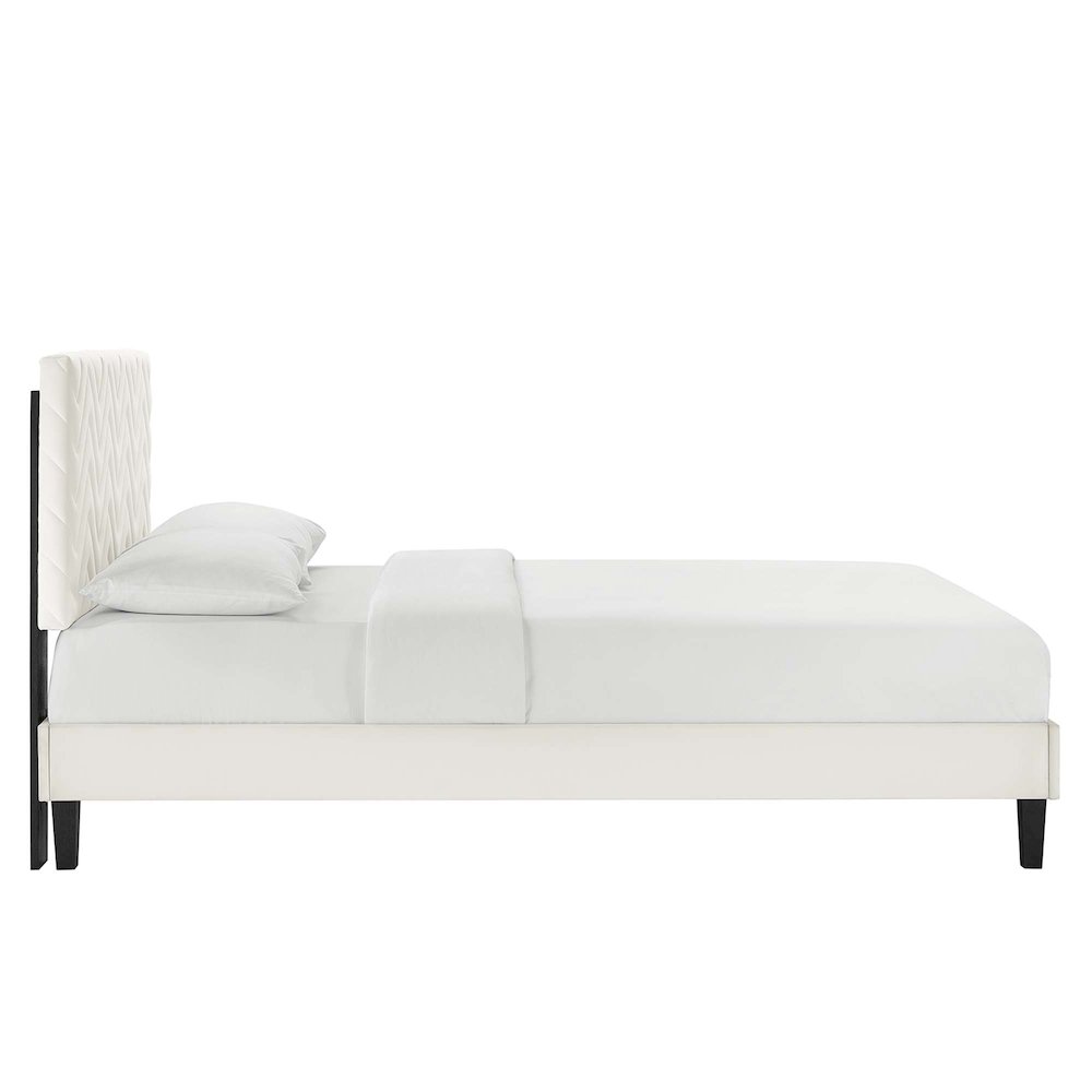 Leah Chevron Tufted Performance Velvet Queen Platform Bed