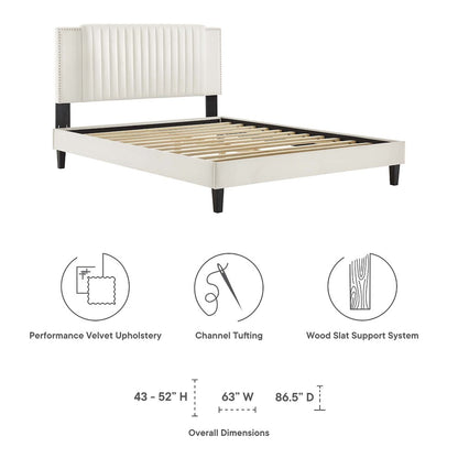 Zahra Channel Tufted Performance Velvet Full Platform Bed