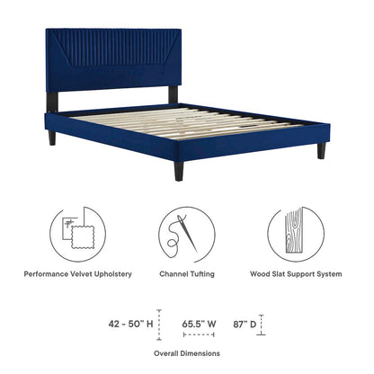 Yasmine Channel Tufted Performance Velvet Full Platform Bed