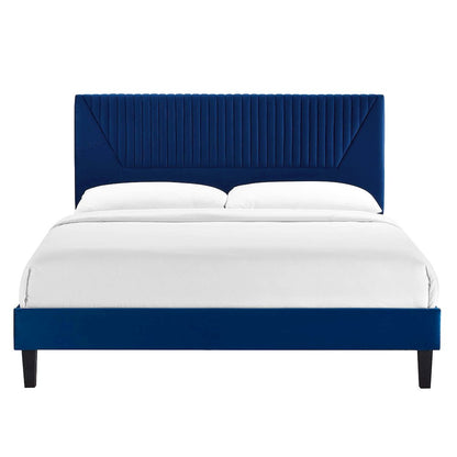 Yasmine Channel Tufted Performance Velvet King Platform Bed