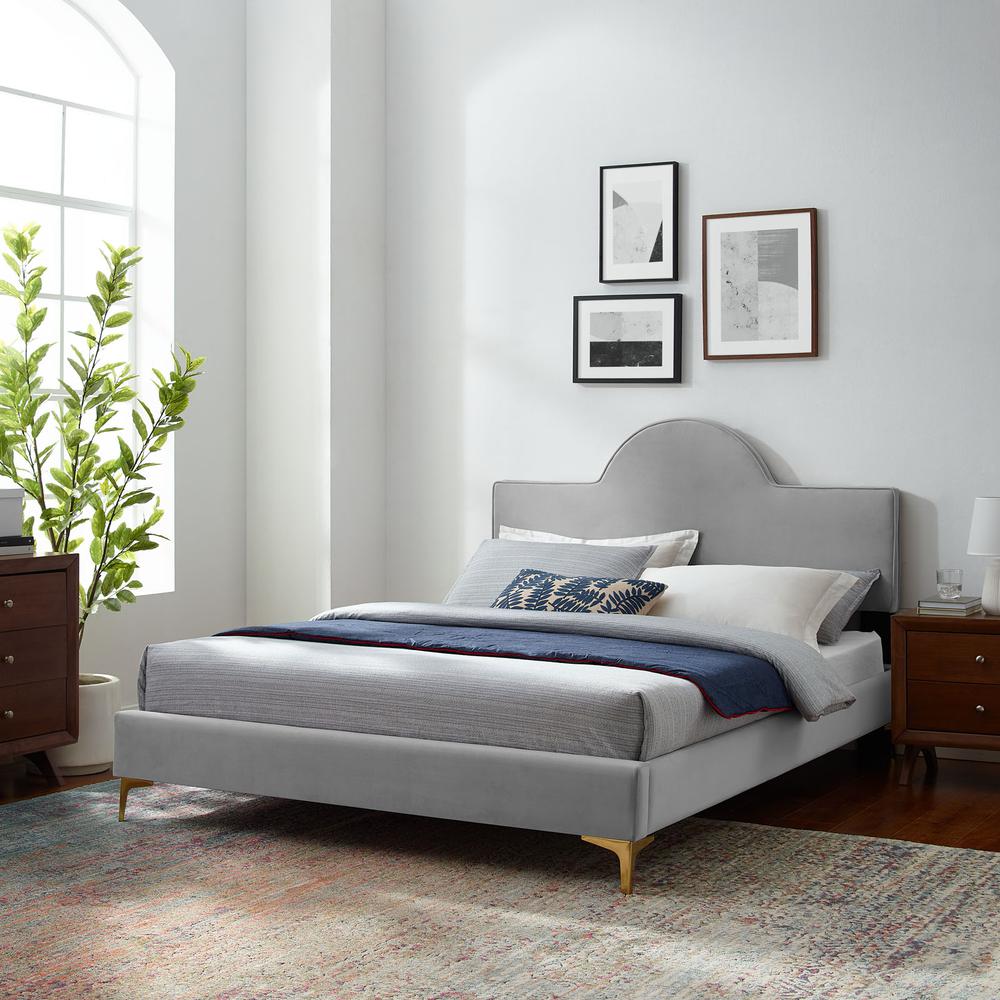 Sunny Performance Velvet Full Bed - Light Gray MOD-7028-LGR