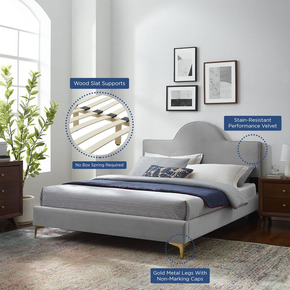 Sunny Performance Velvet Full Bed - Light Gray MOD-7028-LGR