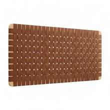 Woven Faux Leather Wall-Mount Upholstered Queen Headboard, Natural Brown