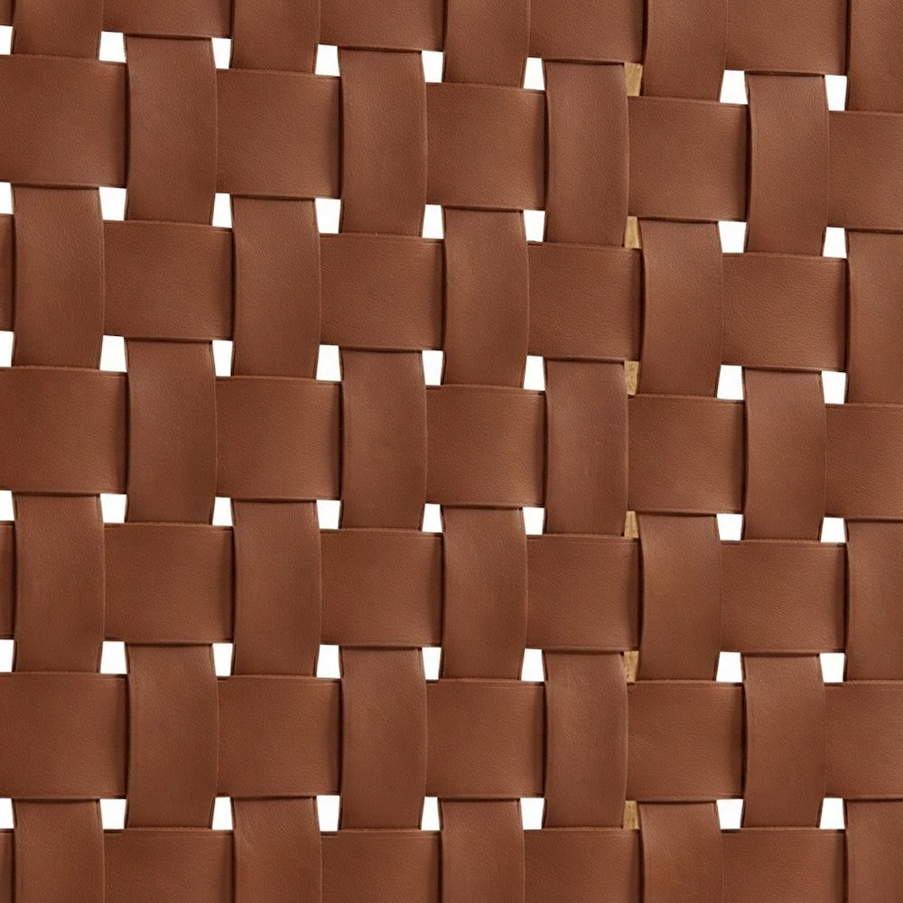 Woven Faux Leather Wall-Mount Upholstered Queen Headboard, Natural Brown