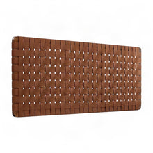 Woven Faux Leather Wall-Mount Upholstered Queen Headboard, Walnut Brown