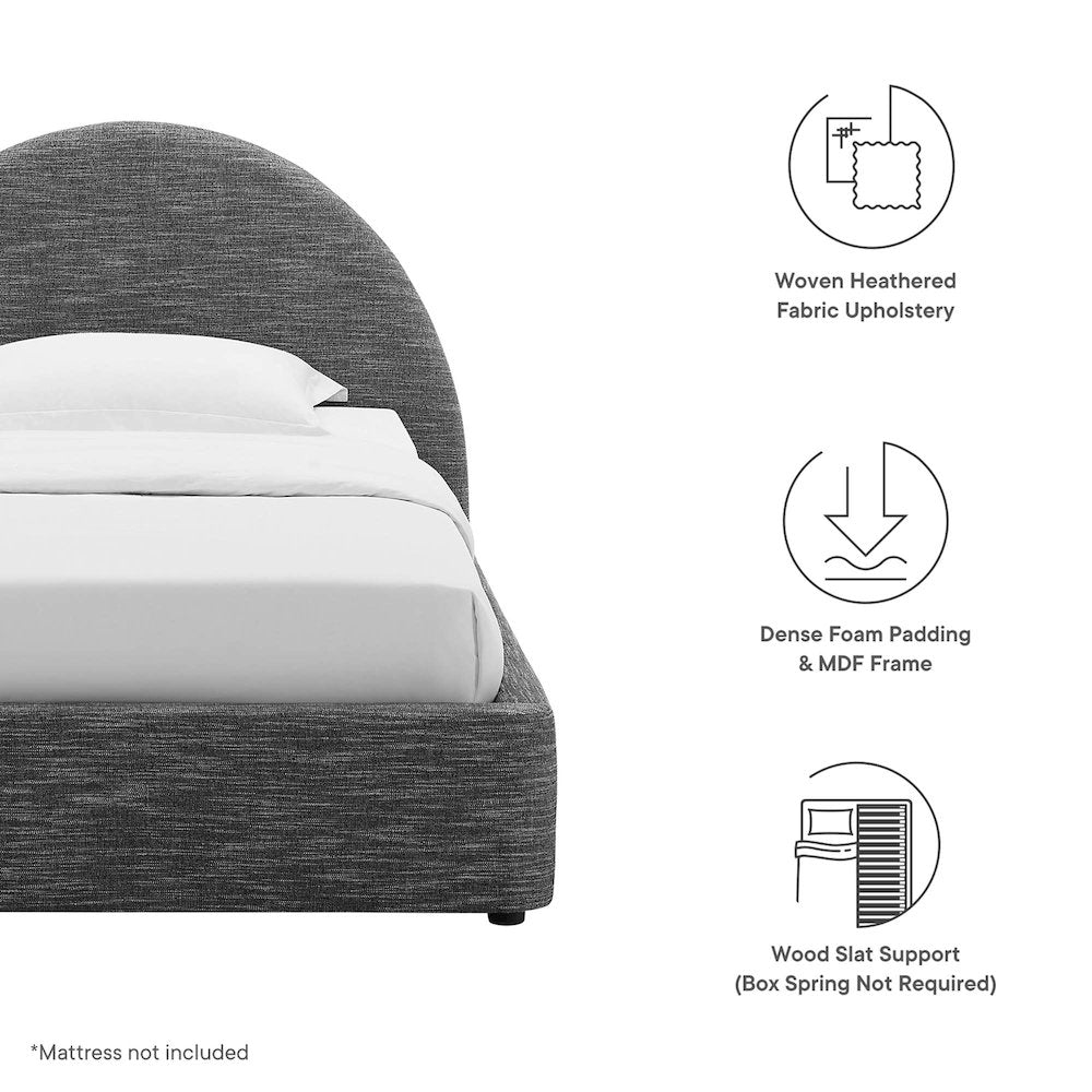 Resort Upholstered Fabric Arched Round Twin Platform Bed