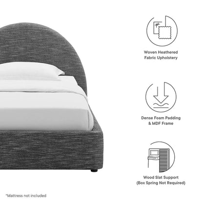 Resort Upholstered Fabric Arched Round Twin Platform Bed