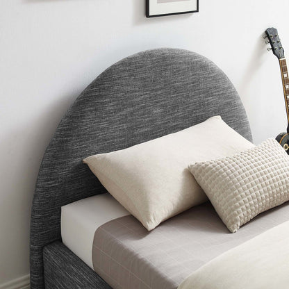 Resort Upholstered Fabric Arched Round Twin Platform Bed