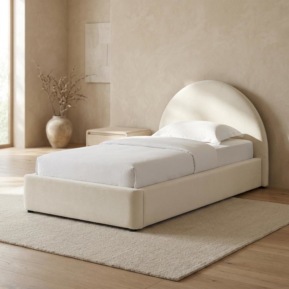 Performance Velvet Platform Bed, Alabaster