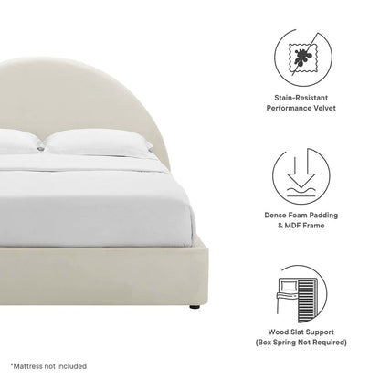 Resort Performance Velvet Arched Round Full Platform Bed
