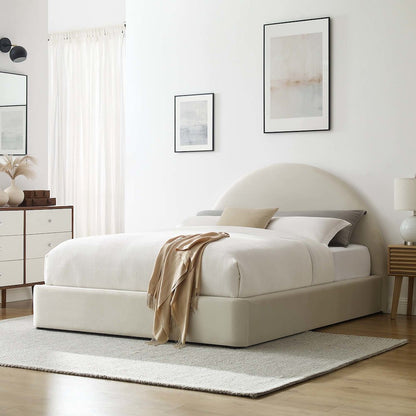 Resort Performance Velvet Arched Round Queen Platform Bed