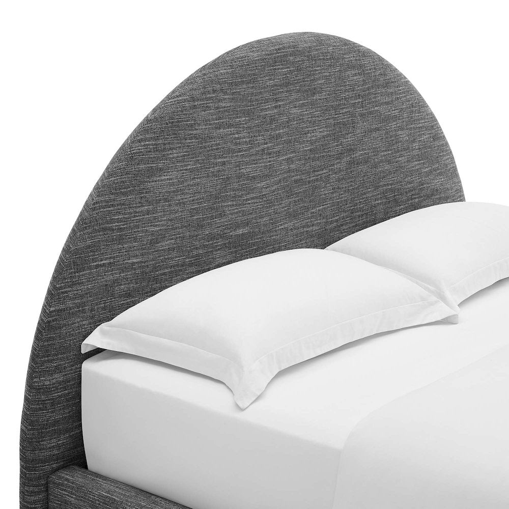Resort Upholstered Fabric Arched Round King Platform Bed