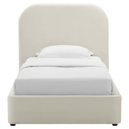 Keynote Performance Velvet Curved Twin Platform Bed