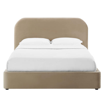 Keynote Performance Velvet Curved Full Platform Bed