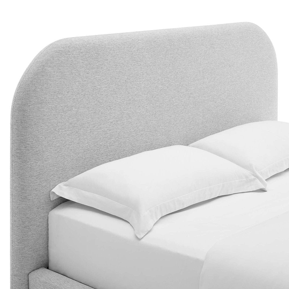 Keynote Upholstered Fabric Curved Queen Platform Bed