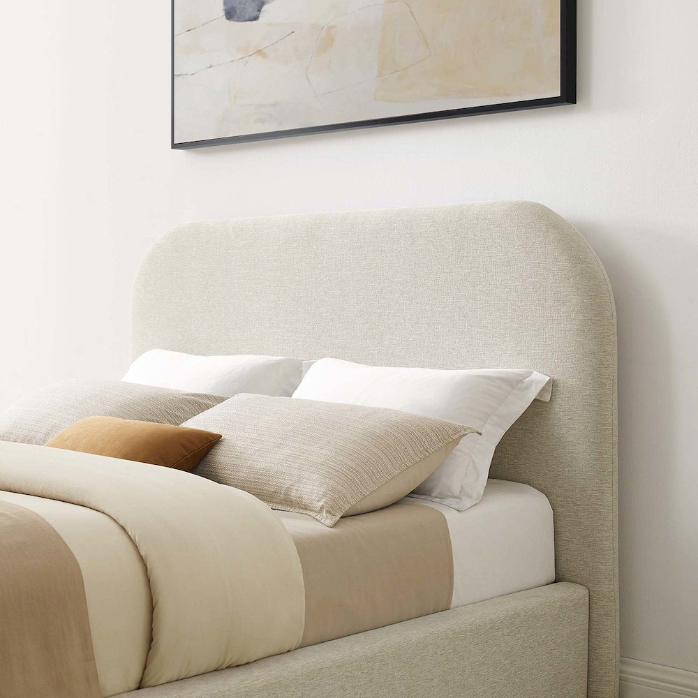 Keynote Upholstered Fabric Curved King Platform Bed