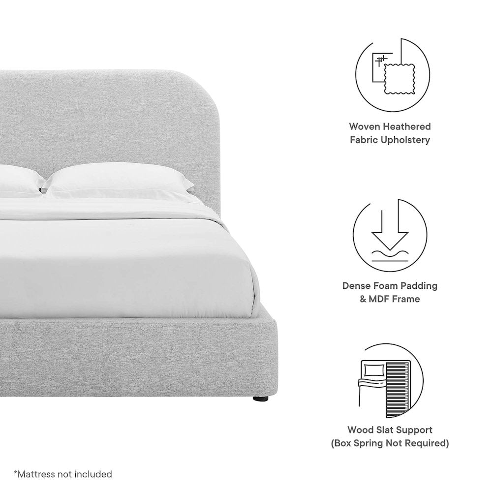 Keynote Upholstered Fabric Curved King Platform Bed