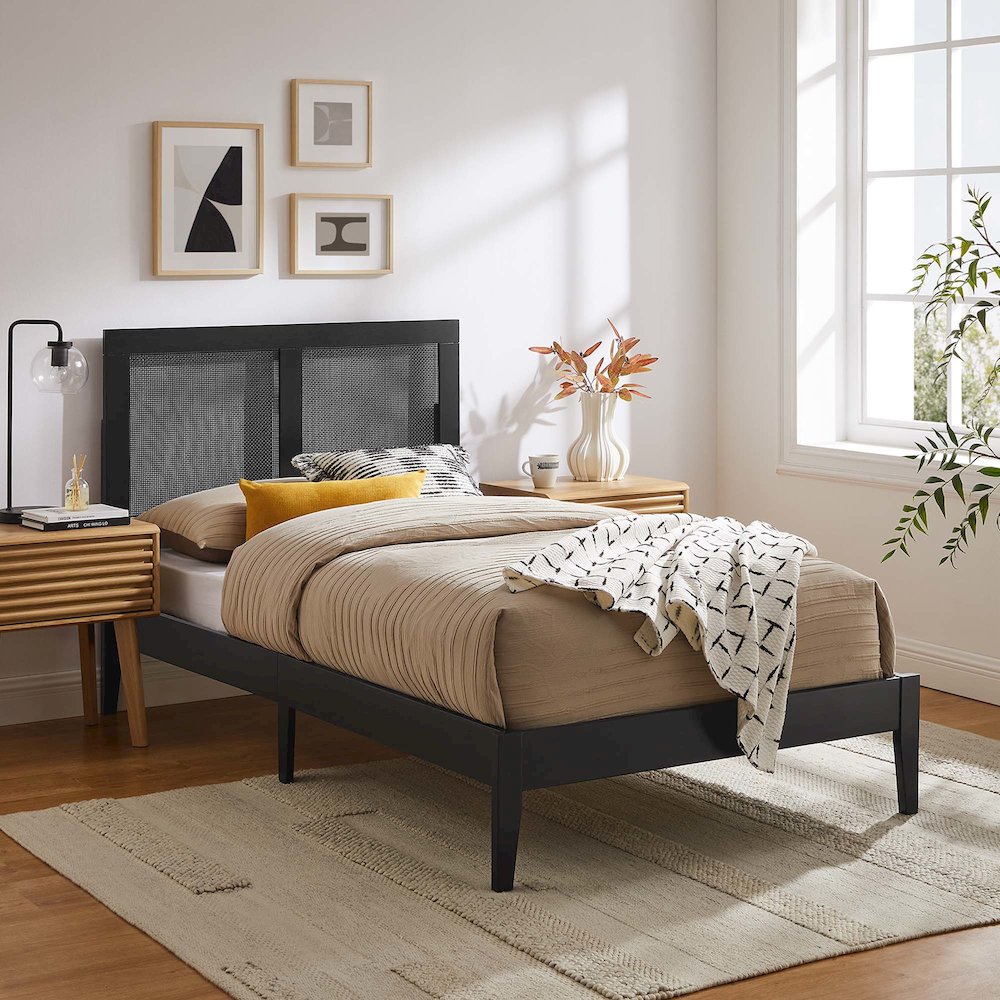 Sirocco Rattan and Wood Twin Platform Bed