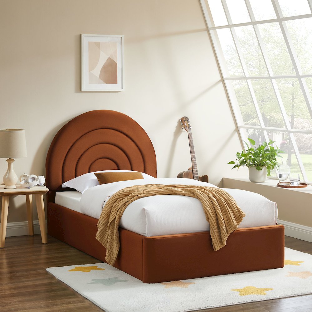 Solana Arched Performance Velvet Twin Platform Bed