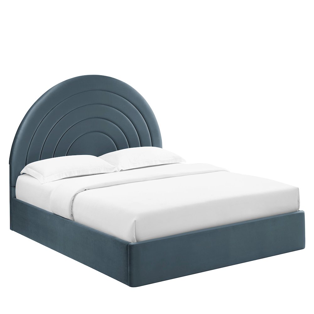 Solana Arched Performance Velvet Full Platform Bed