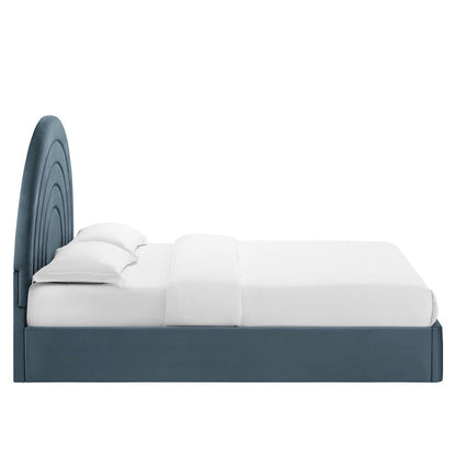 Solana Arched Performance Velvet Full Platform Bed