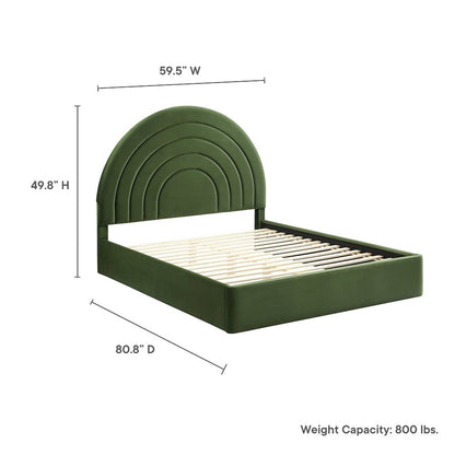 Solana Arched Performance Velvet Full Platform Bed