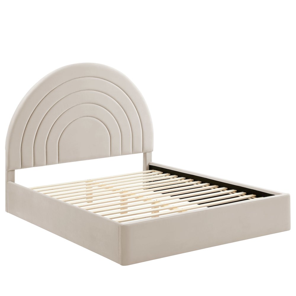Solana Arched Performance Velvet Queen Platform Bed