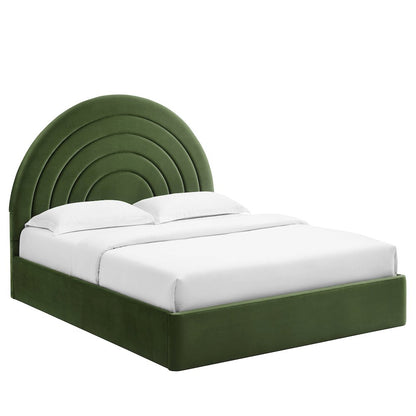 Solana Arched Performance Velvet Queen Platform Bed