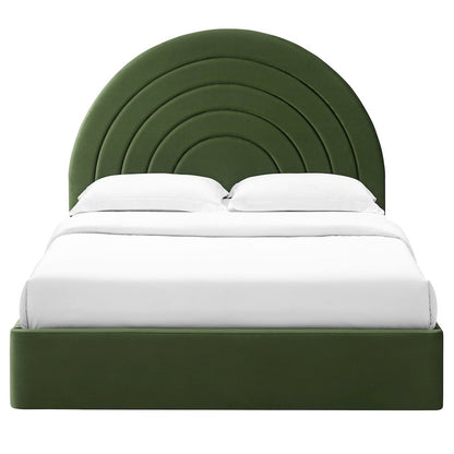 Solana Arched Performance Velvet Queen Platform Bed