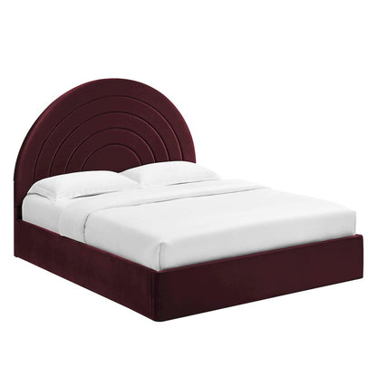 Solana Arched Performance Velvet Queen Platform Bed