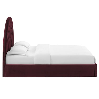 Solana Arched Performance Velvet Queen Platform Bed