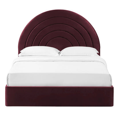 Solana Arched Performance Velvet Queen Platform Bed