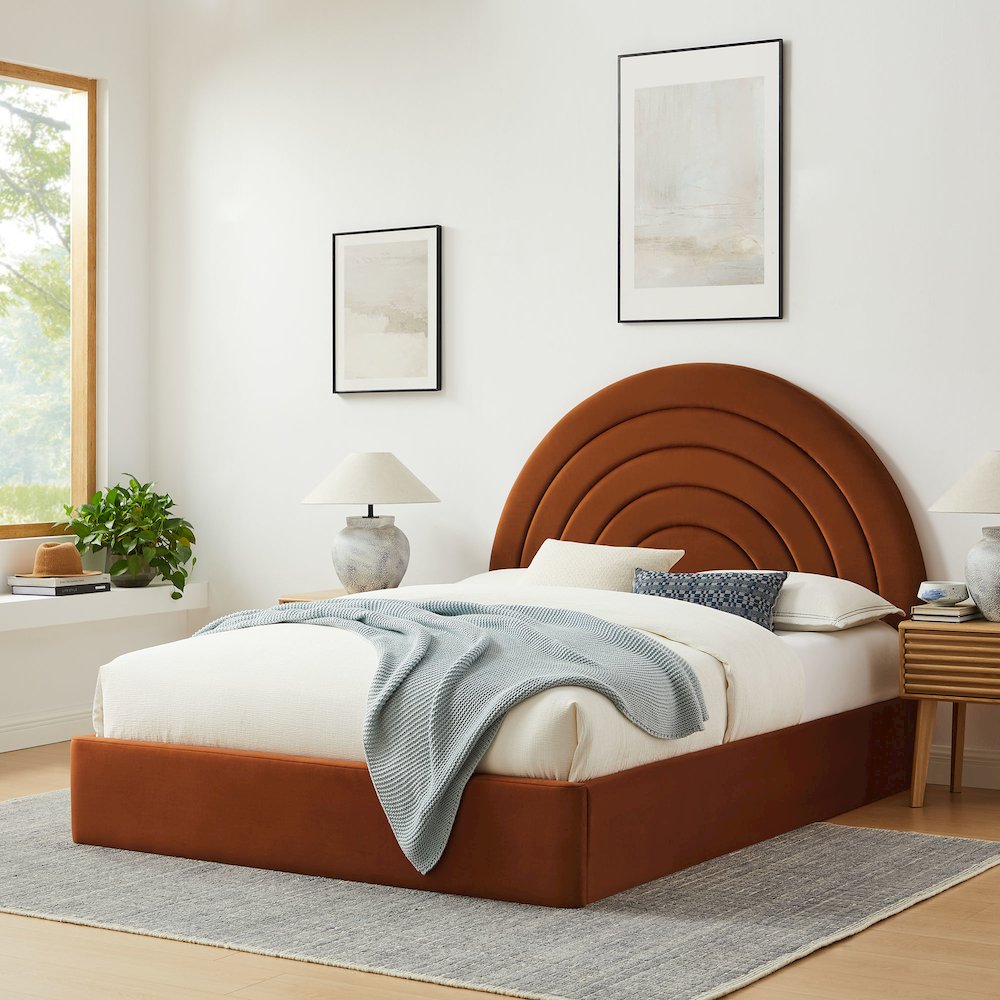 Solana Arched Performance Velvet King Platform Bed
