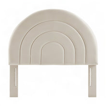 Performance Velvet Twin Headboard with Arched Top, Wall Mount, Almond