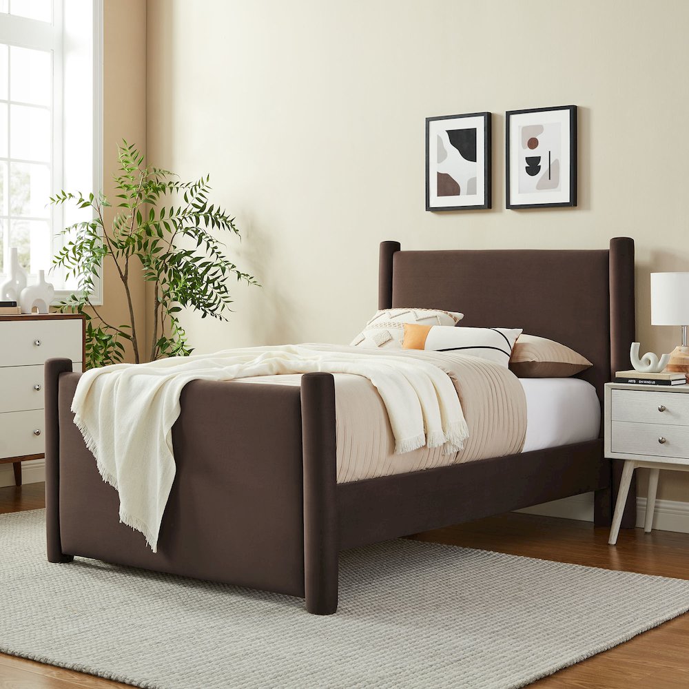 Rael Performance Velvet Twin Platform Bed