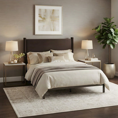 Performance Velvet Wingback Queen Headboard, Upholstered Only, Chocolate Brown