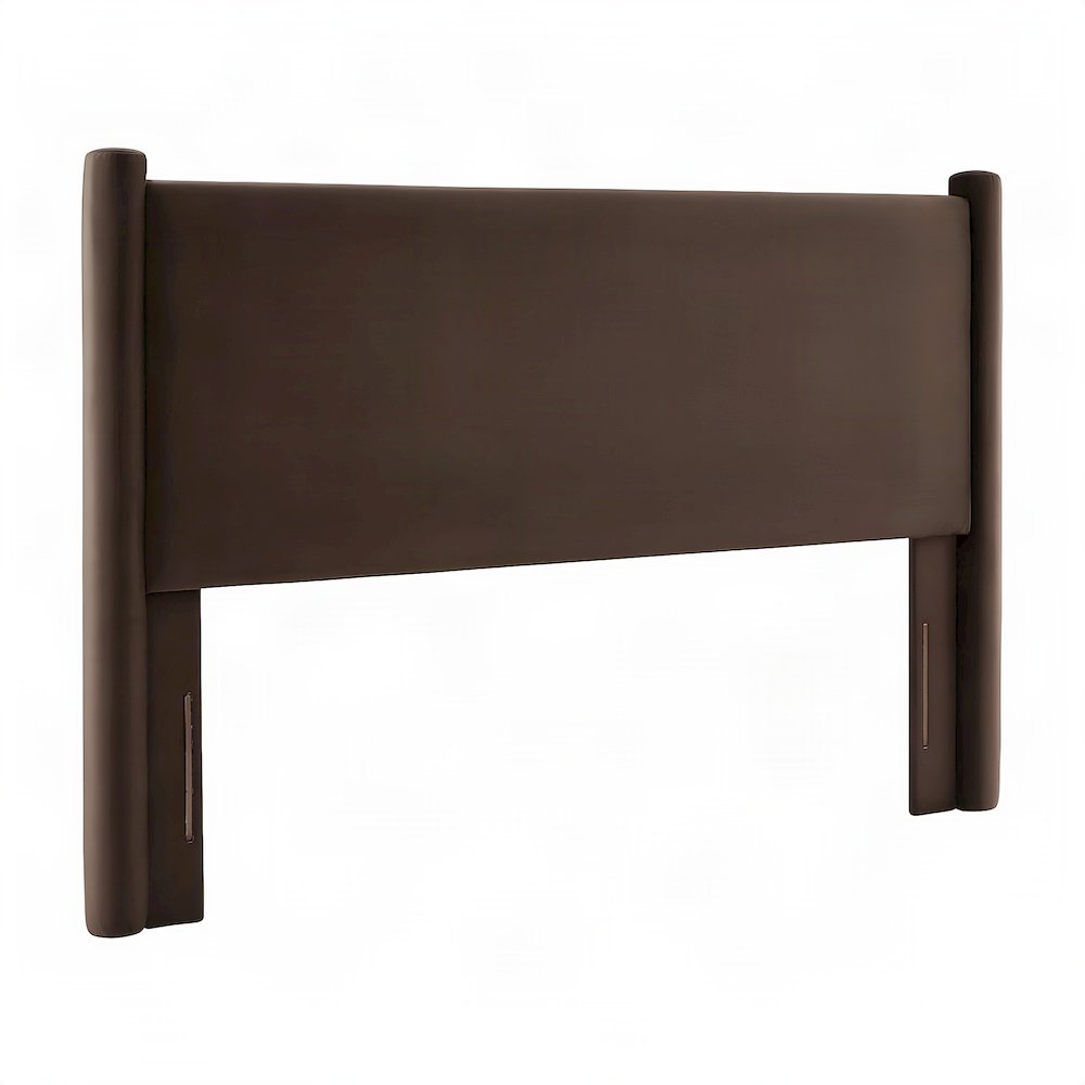 Performance Velvet Wingback Queen Headboard, Upholstered Only, Chocolate Brown