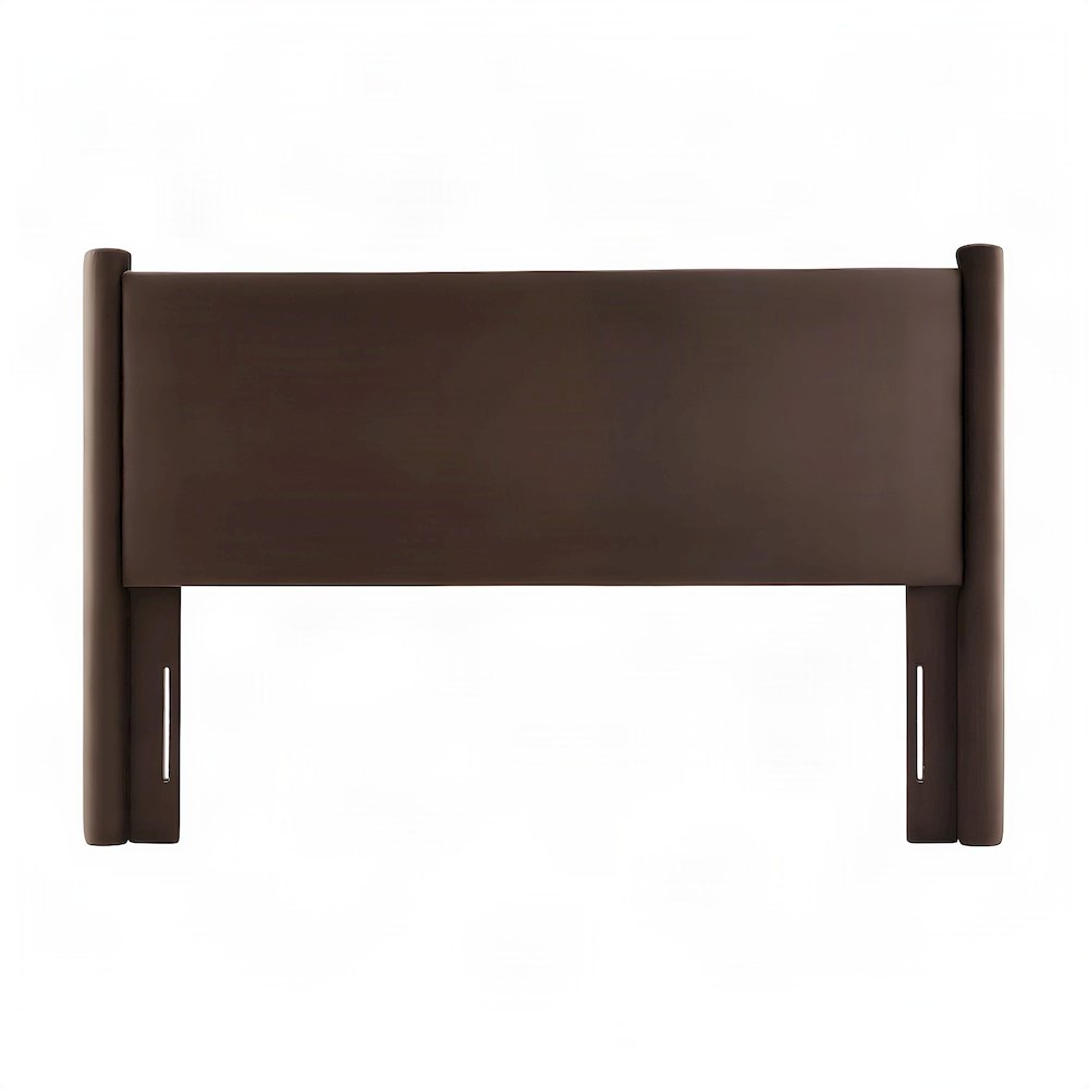 Performance Velvet Wingback Queen Headboard, Upholstered Only, Chocolate Brown