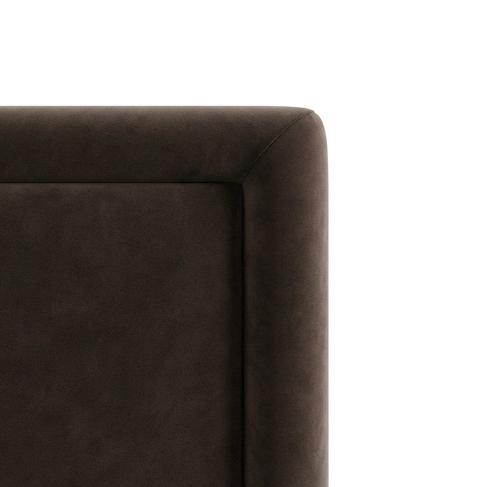 Performance Velvet Wingback Queen Headboard, Upholstered Only, Chocolate Brown