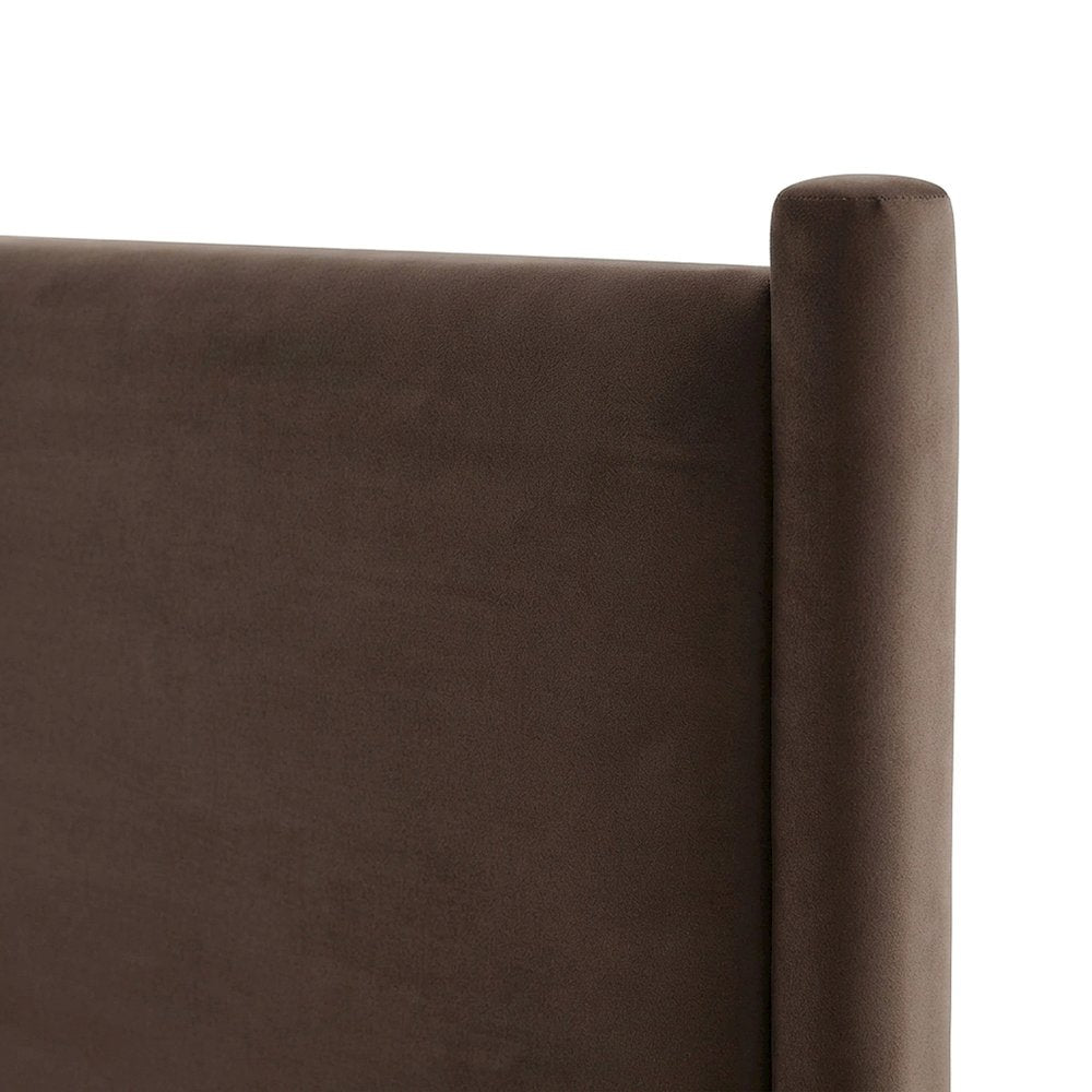Performance Velvet Wingback Queen Headboard, Upholstered Only, Chocolate Brown