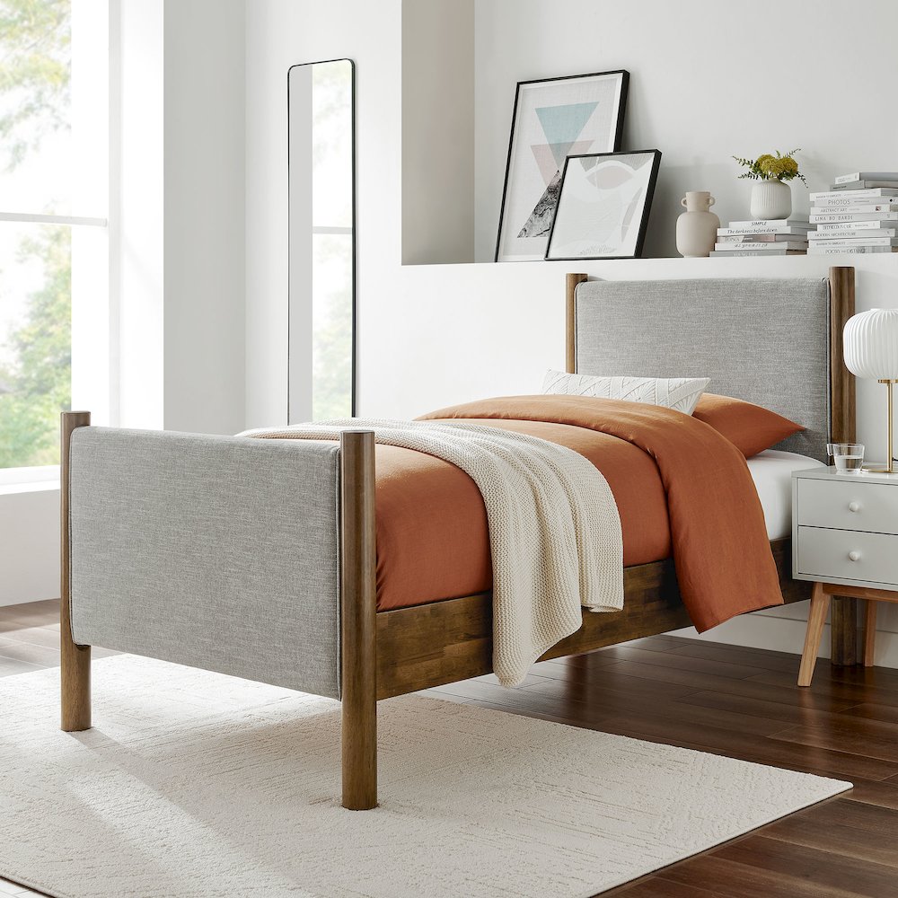 Maven Twin Size Fabric Upholstered Platform Bed