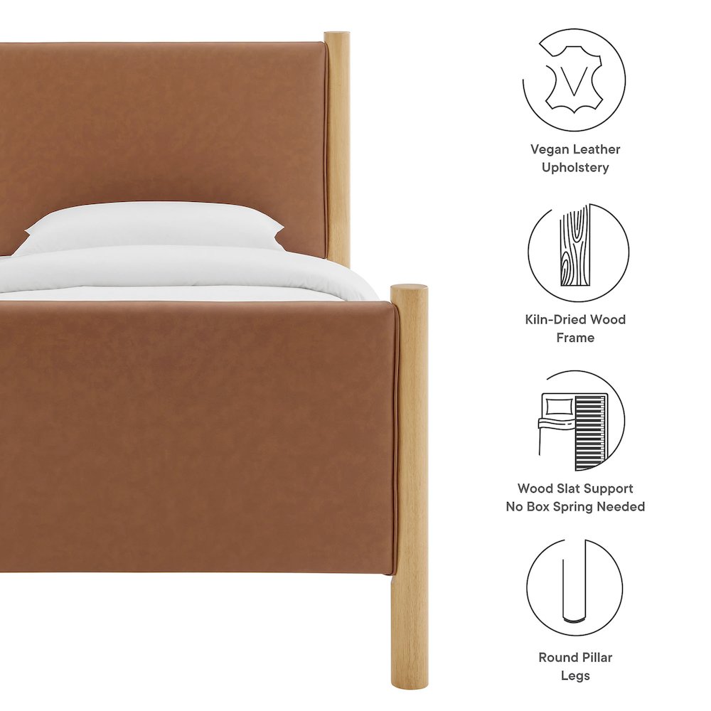 Maven Twin Size Vegan Leather Upholstered Platform Bed