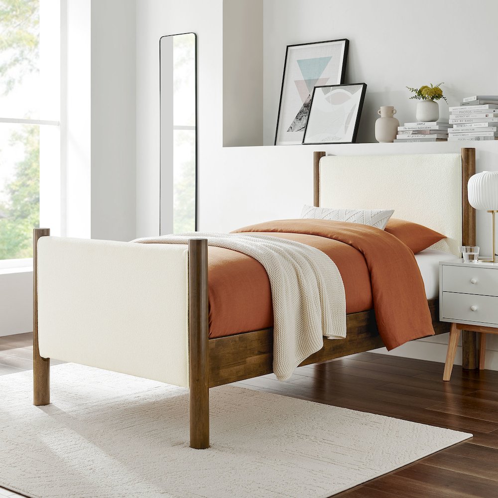 Maven Twin Size Boucle Upholstered Platform Bed